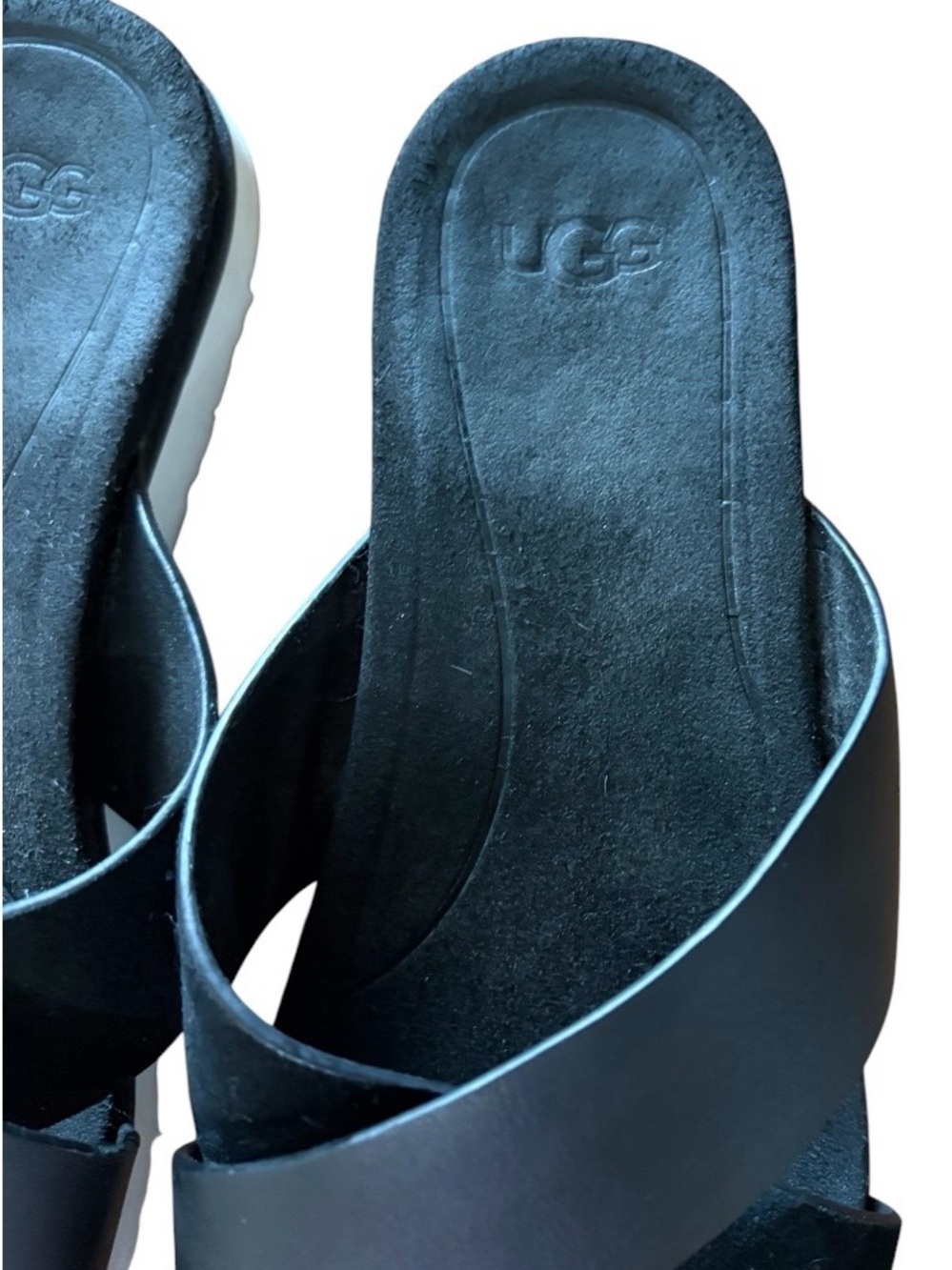 UGG Kari Black Leather Crisscross Slide Sandal Size 8 Treadlite 1090383 - Picture 5 of 8